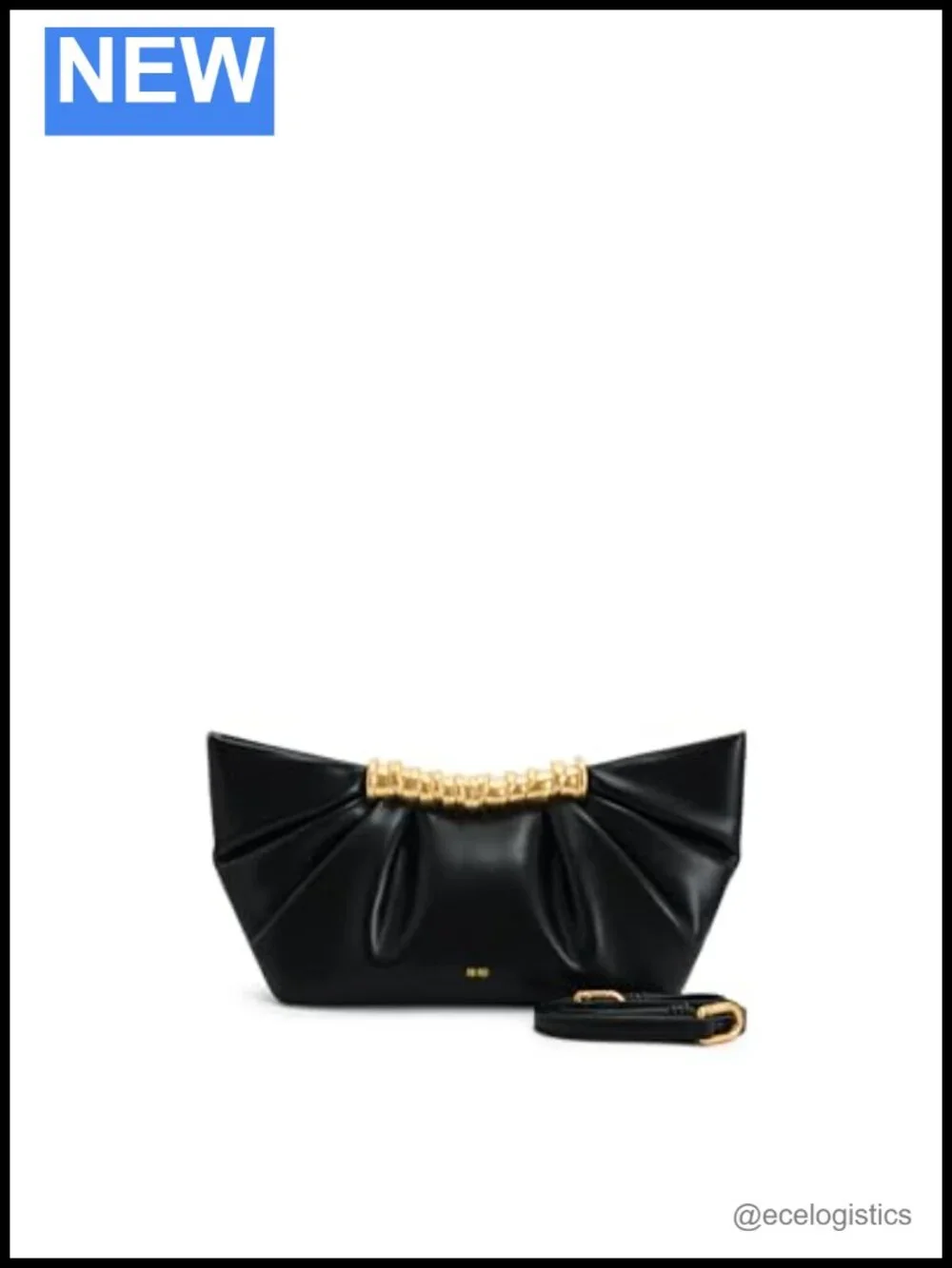 Vegan Leather Gold Hardware Clutch Crossbody Detachable Strap